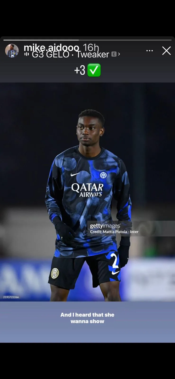 Mike Aidoo con la maglia dell’Inter